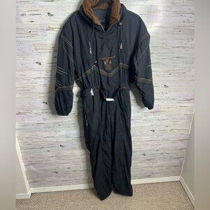BOGNER Vintage Ski snowsuit one piece black brown western size 40